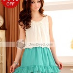 50% OFF YW Stylish Bead Elastic Waist Lotus Leaf Hem Women Dresses at DinoDirect.com